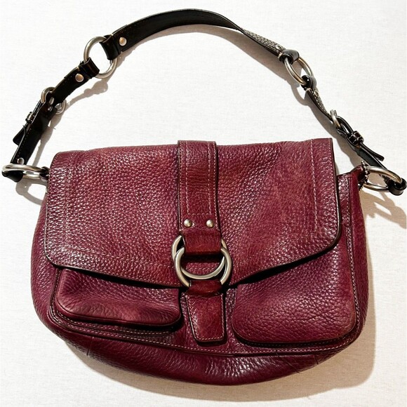 Coach Vintage Chelsea Pebbled Leather Medium Shoulder Bag Purse in plum, Y2K - Picture 1 of 6